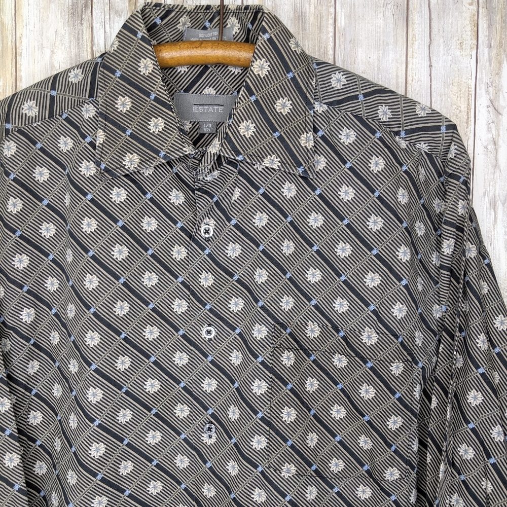 Estate Button Floral Flower Lg Button Front Shirt